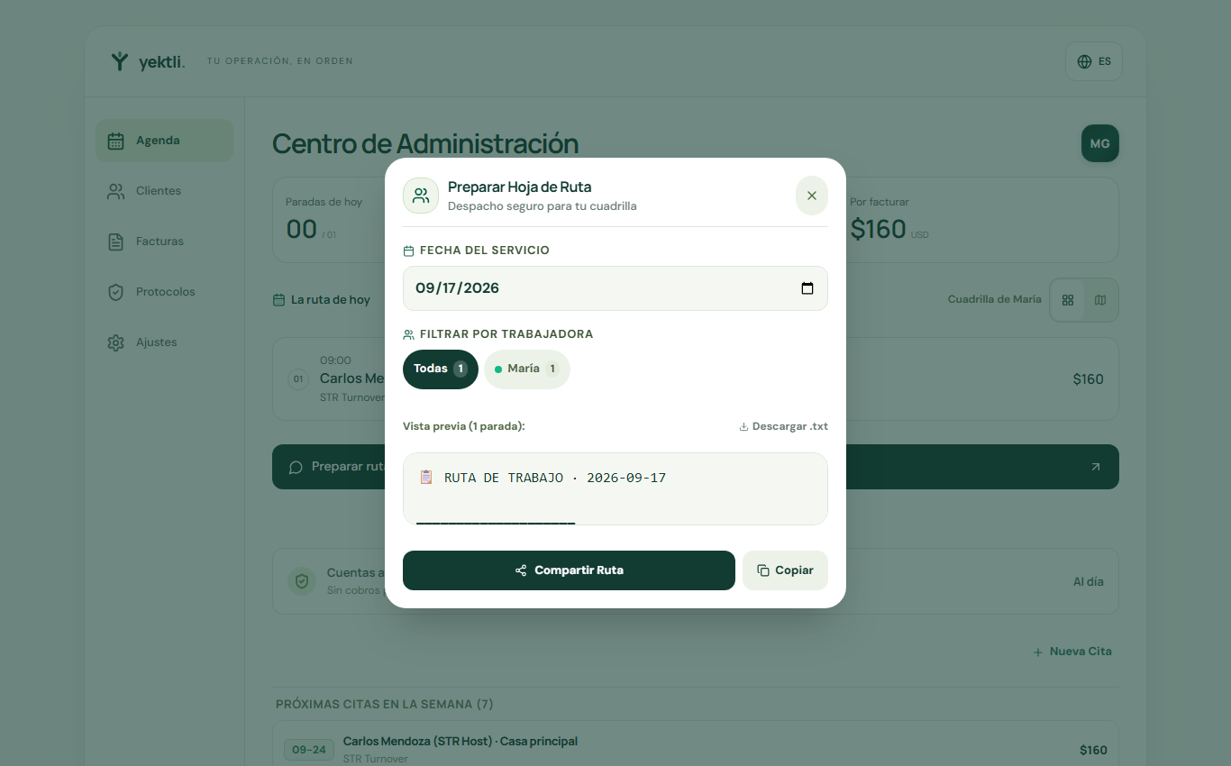 Compartir instrucciones por WhatsApp — Yektli