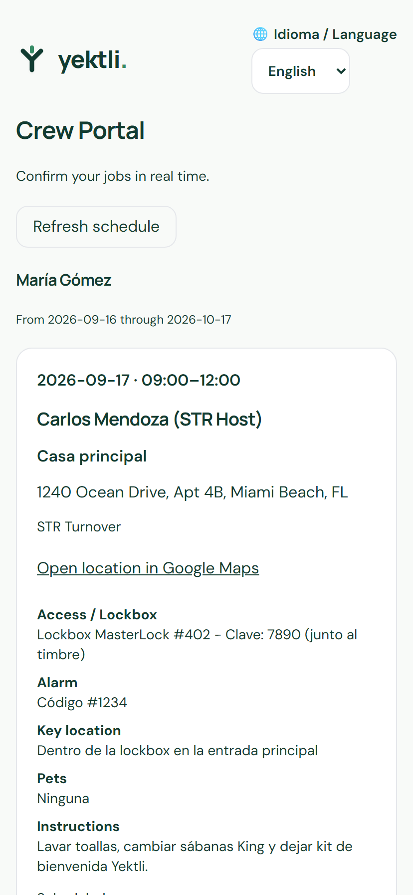 Open the location in Google Maps — Yektli